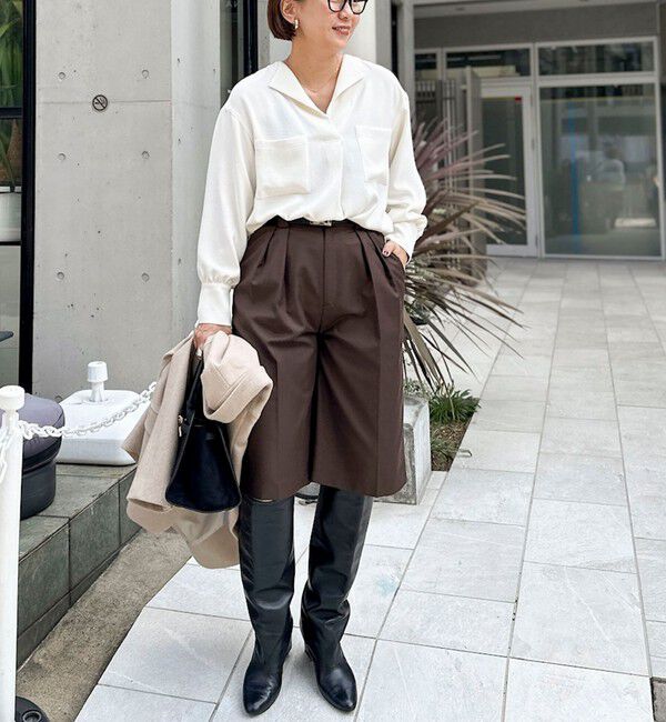 NOLLEY'S sophi「ウォッシャブルバックサテンジョーゼットオープンカラーブラウス」|シャツ・ブラウス|