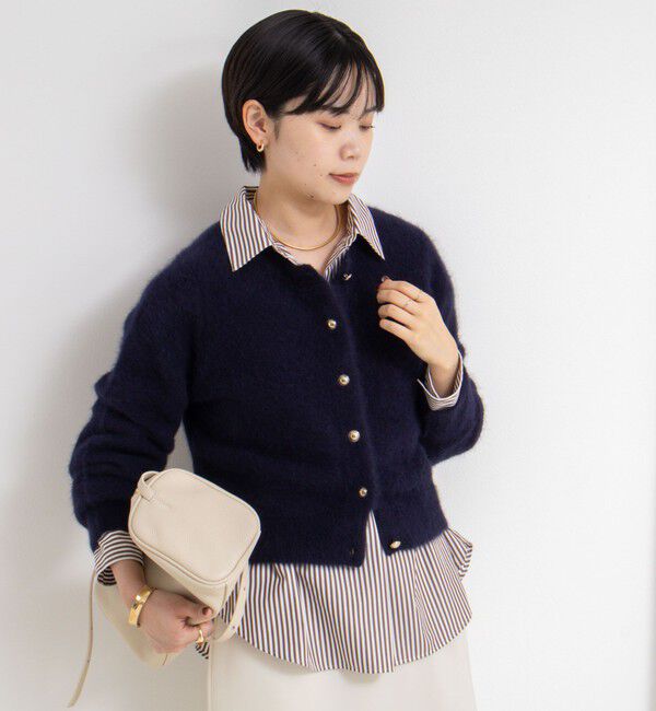 NOLLEY'S sophi「ヘアリーメタル釦クルーネックカーディガン」|カーディガン|