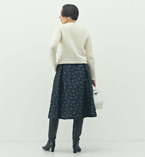 NOLLEY'S「ウォッシャブル花柄ジャガードタックスカート」|フレア|