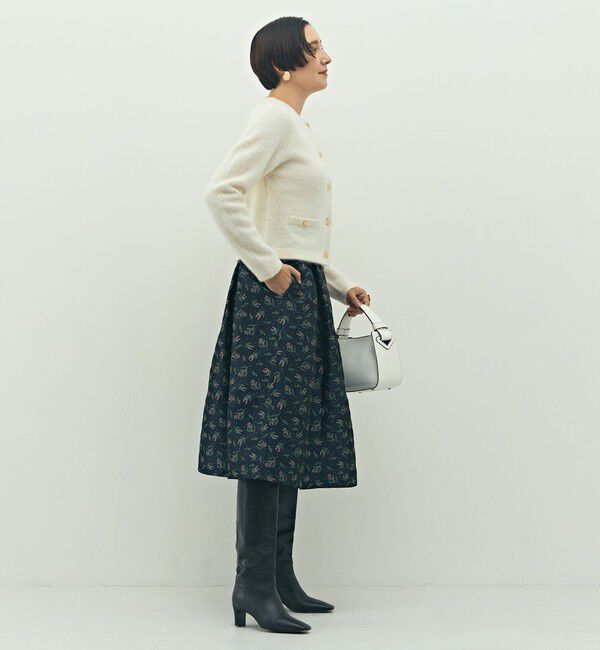 NOLLEY'S「ウォッシャブル花柄ジャガードタックスカート」|フレア|