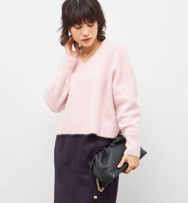 NOLLEY'S「《手洗い可能》ヘアリーストレッチVネックプルオーバーニット」|ニット・セーター|