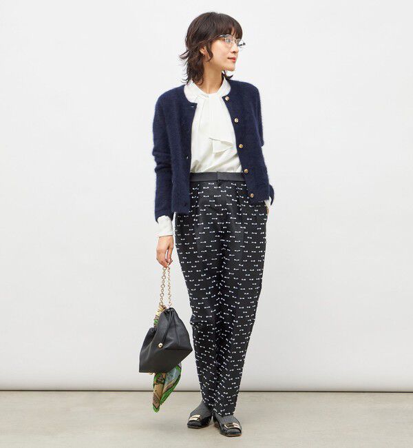 NOLLEY'S「ヘアリークルーネックニットジャケット」|カーディガン|