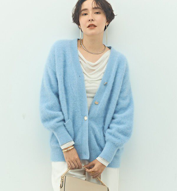 NOLLEY'S sophi「カシミヤ混ヘアリーVネックカーディガン」|カーディガン|サックス