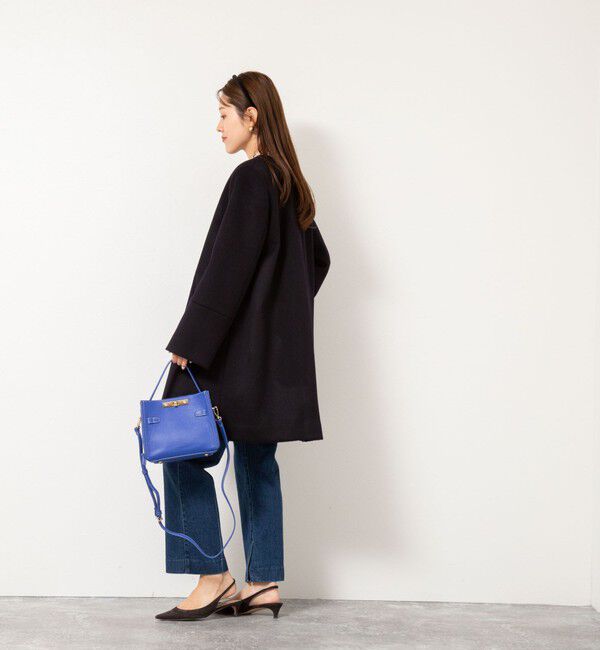 NOLLEY'S「ブローチ付きAラインノーカラーコート」|ノーカラーコート|