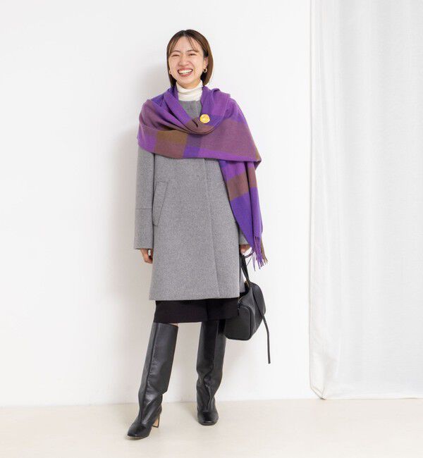 NOLLEY'S「ブローチ付きAラインノーカラーコート」|ノーカラーコート|