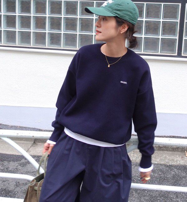 MAQWEL「【MAQWEL/マクウェル】スウェットライクニット」|ニット・セーター|ネイビー