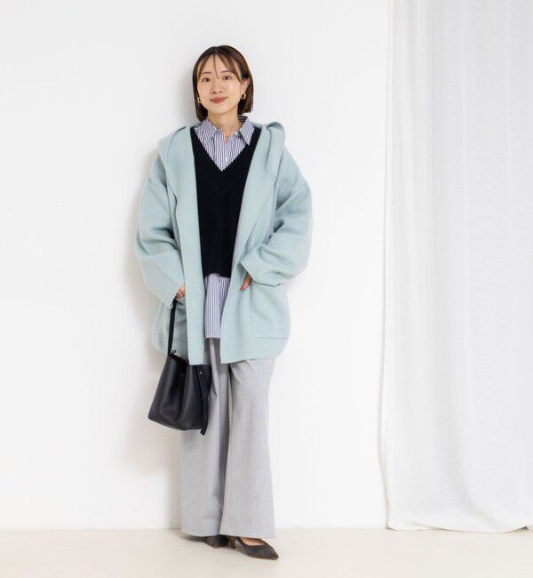 Rie Miller「ハーフ丈フーディー リバー風ニットコート」|その他|