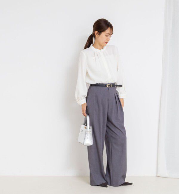 NOLLEY'S sophi「ウォッシャブルバックサテンパール釦タックブラウス」|シャツ・ブラウス|