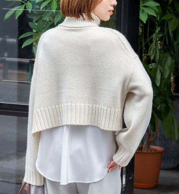NOLLEY'S sophi「ブライト紡毛サイドジップショート丈タートルネック」|ニット・セーター|