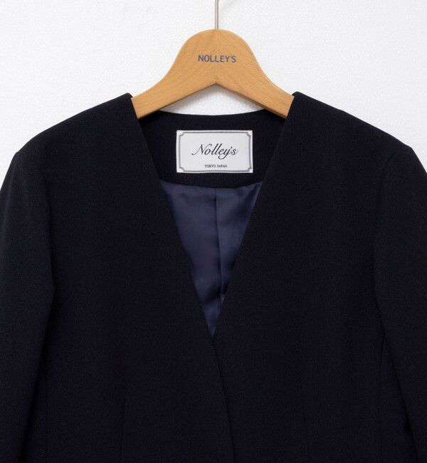 NOLLEY'S「《セットアップ対応》ウォッシャブルサージストレッチVネックジャケット」|ノーカラージャケット|