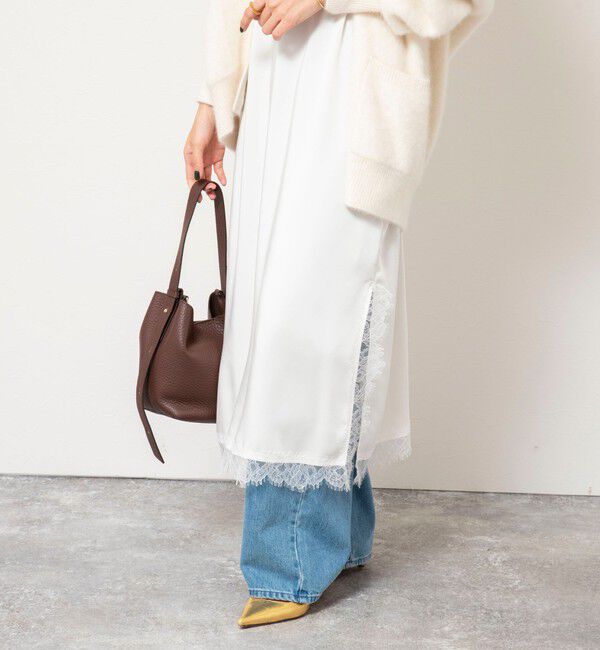 NOLLEY'S sophi「ウォッシャブルトリミングレースサテンキャミワンピース」|ワンピース|