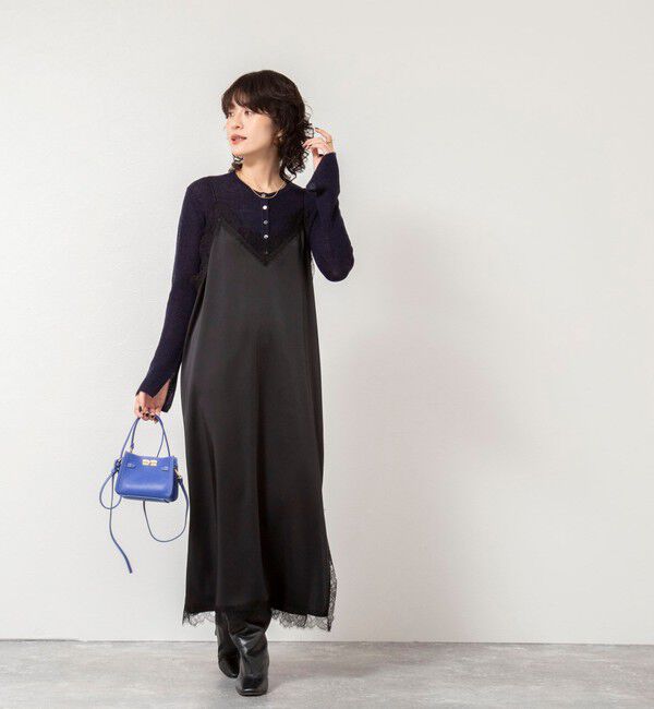 NOLLEY'S sophi「ウォッシャブルトリミングレースサテンキャミワンピース」|ワンピース|