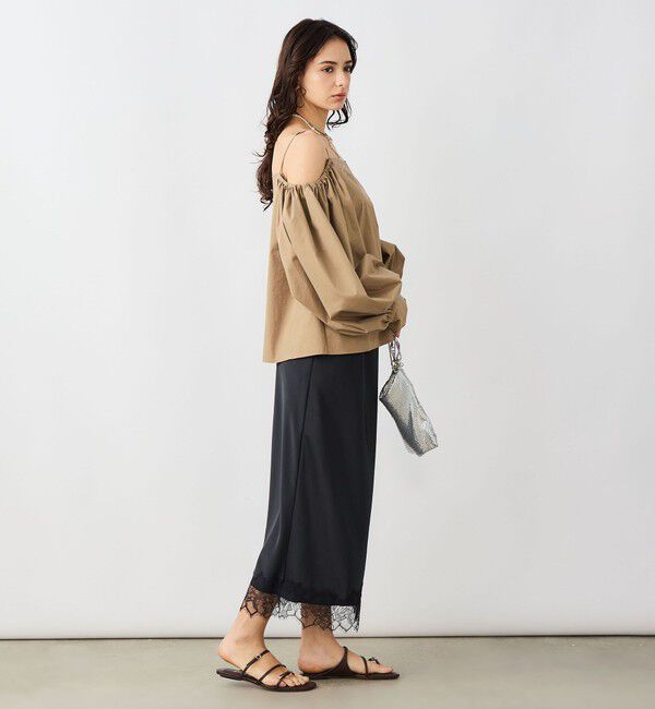 NOLLEY'S sophi「ウォッシャブル裾レースサテンナロースカート」|スカート|