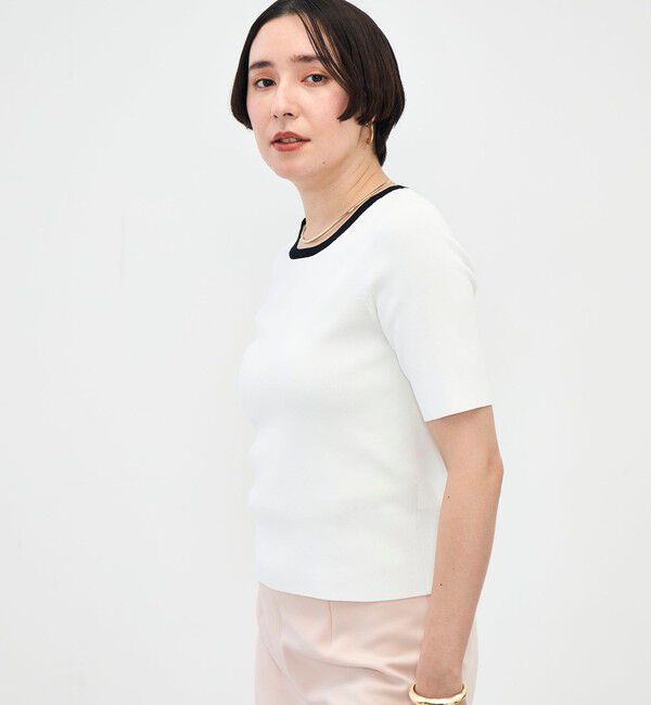 NOLLEY'S sophi「《アンサンブル対応》《手洗い可能》マルチファンクション5分袖プルオーバー」|ニット・セーター|