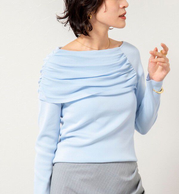 NOLLEY'S sophi「《手洗い可能》イレギュラーネックオフショルプルオーバー」|ニット・セーター|サックス