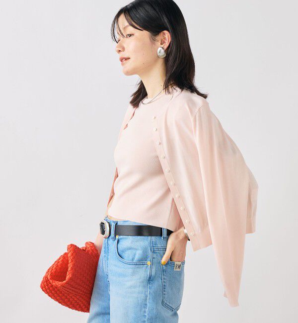 NOLLEY'S sophi「《手洗い可能/アンサンブル対応》マルチファンクションハイゲージクルーネックカーディガン」|カーディガン|ベビーピンク