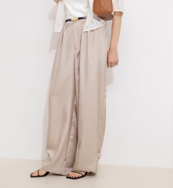 NOLLEY'S「【一部店舗＆WEB限定カラー】ウォッシャブル高機能サテン裾タブ付きパンツ」|その他|ベージュ