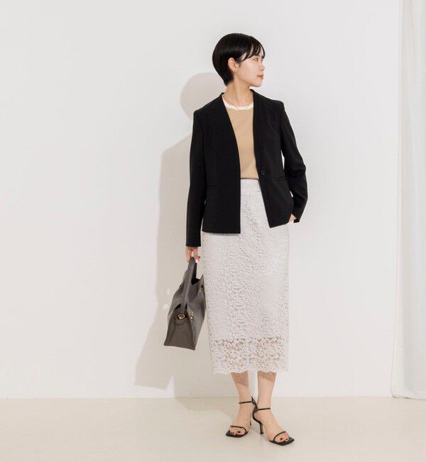 NOLLEY'S sophi「《セットアップ対応》ウォッシャブル2WAYツイルストレッチジャケット」|ノーカラージャケット|