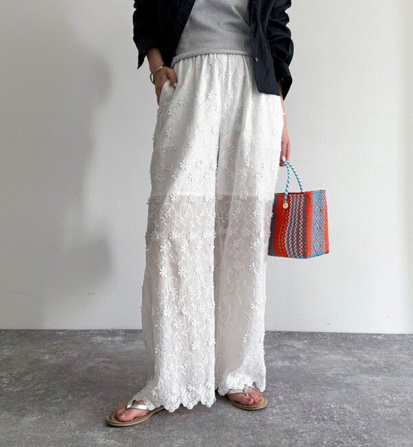 fredy emue「3D刺繍スカラップイージーパンツ」|チノ|