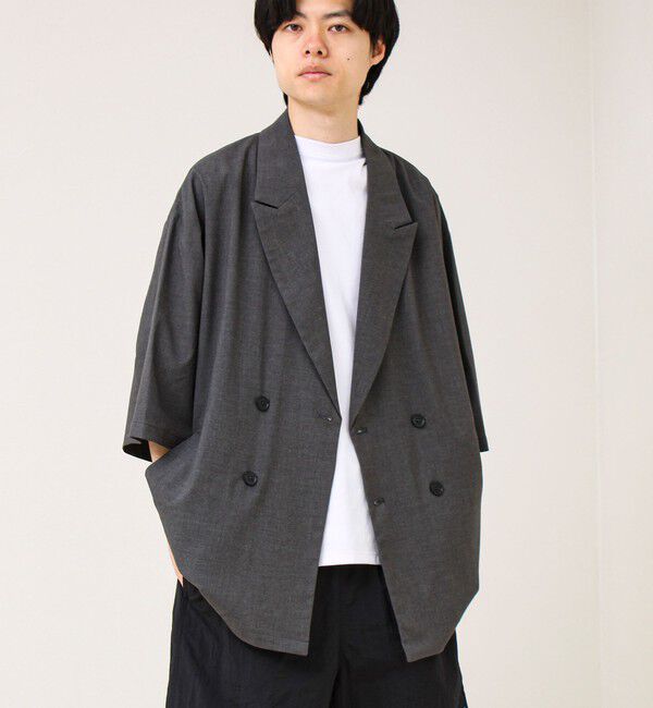 GLOSTER「ルーズシルエット ダブルジャケット」|テーラードジャケット|チャコールグレー