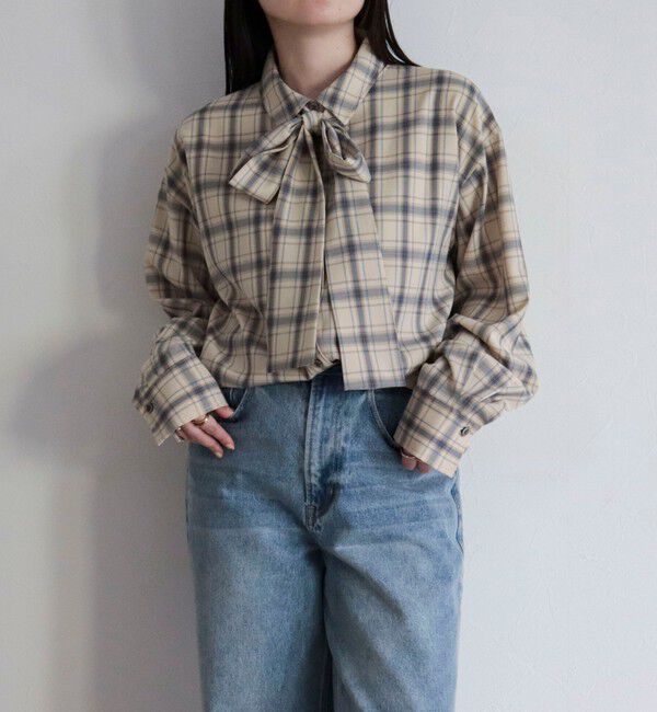 fredy emue「チェック柄ビッグボウタイブラウス」|シャツ・ブラウス|