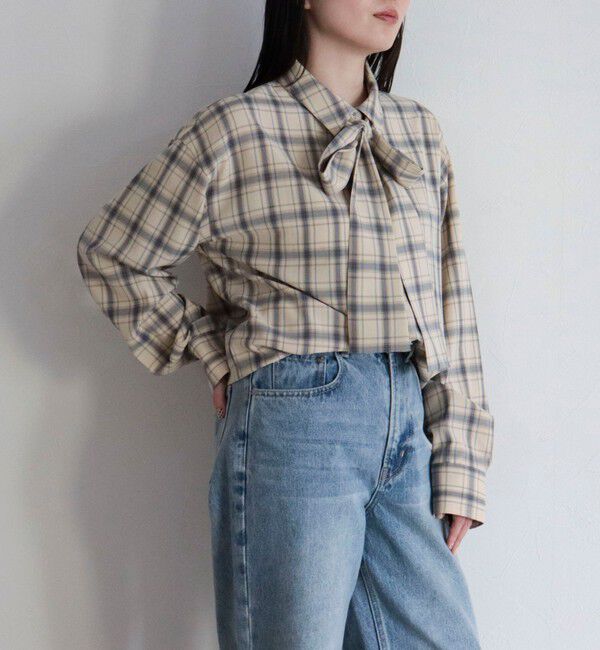 fredy emue「チェック柄ビッグボウタイブラウス」|シャツ・ブラウス|