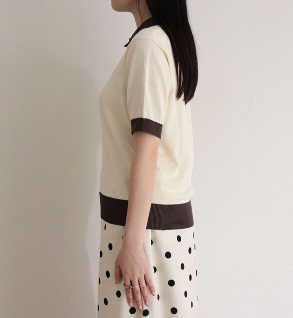 fredy emue「【接触冷感】配色ポロ衿半袖ニットプルオーバー」|ニット・セーター|