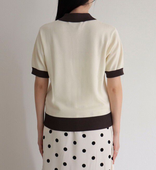 fredy emue「【接触冷感】配色ポロ衿半袖ニットプルオーバー」|ニット・セーター|