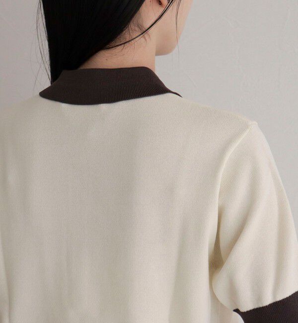 fredy emue「【接触冷感】配色ポロ衿半袖ニットプルオーバー」|ニット・セーター|