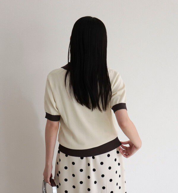 fredy emue「【接触冷感】配色ポロ衿半袖ニットプルオーバー」|ニット・セーター|