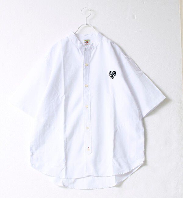 FREDY MAC「【FREDYMAC/フレディマック】フロッキープリントバンドカラーS/Sシャツ」|シャツ・ブラウス|ホワイト