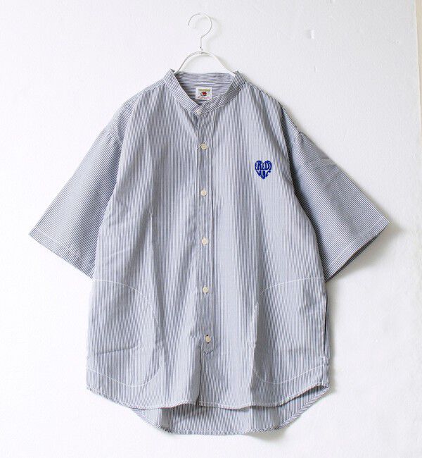 FREDY MAC「【FREDYMAC/フレディマック】フロッキープリントバンドカラーS/Sシャツ」|シャツ・ブラウス|ブラック系その他