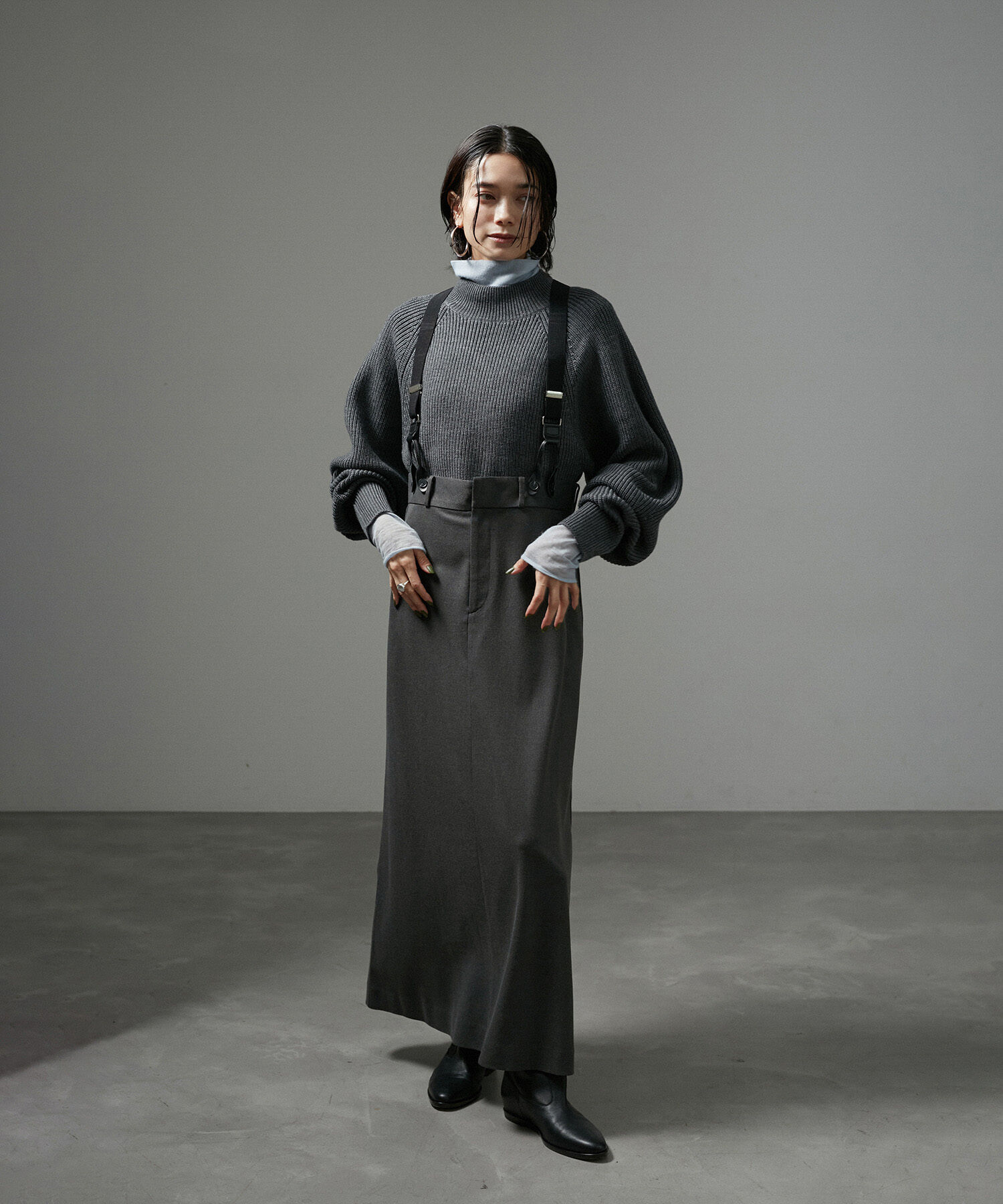 SALON adam et rope'「【WEB限定】サスペンダートラペーズスカート」|スカート|