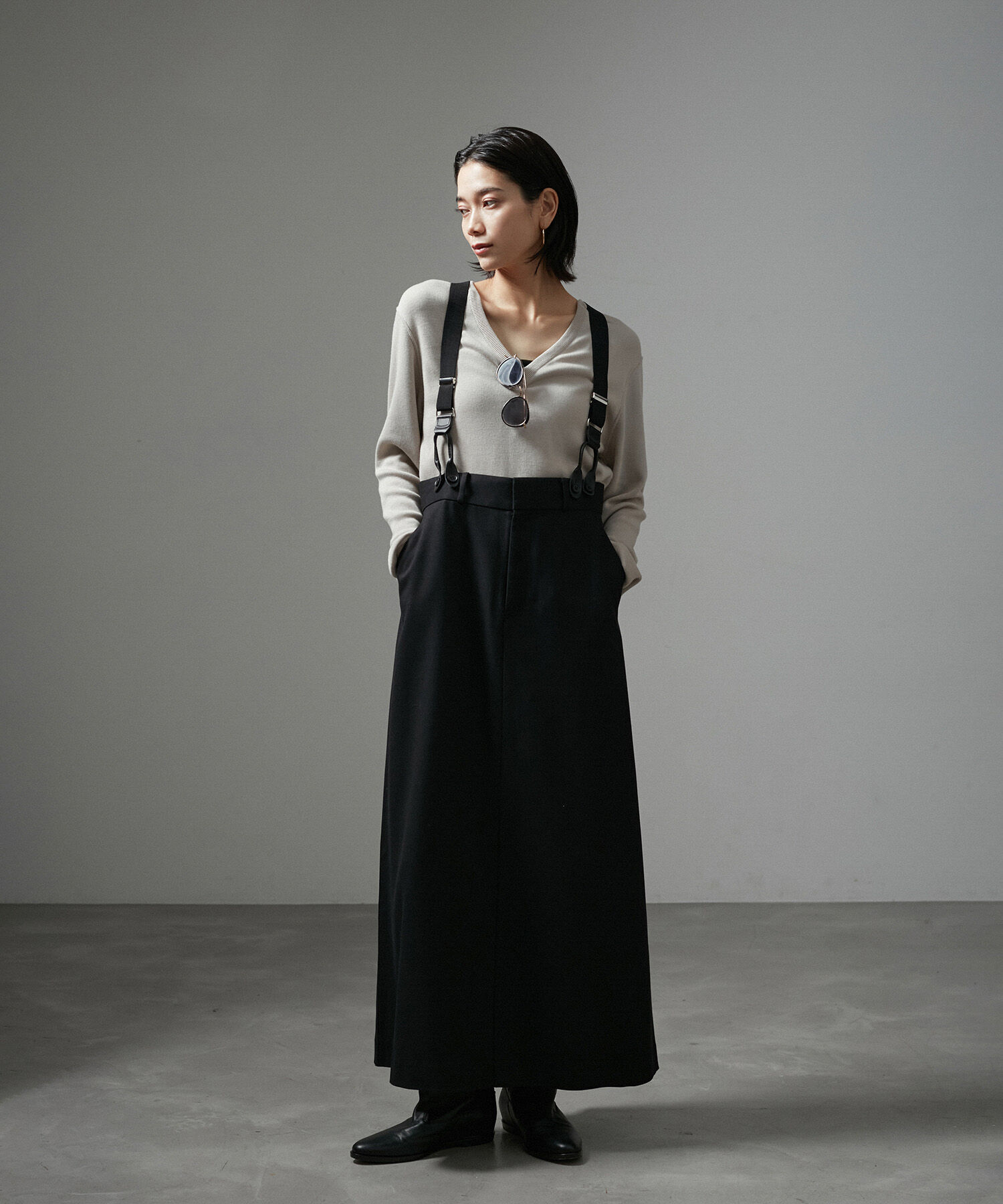 SALON adam et rope'「【WEB限定】サスペンダートラペーズスカート」|スカート|
