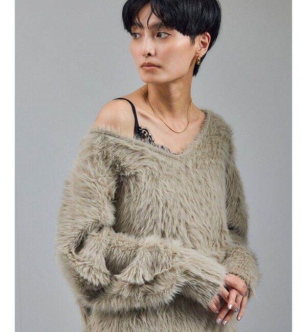 SALON adam et rope'「【WEB限定】ウォッシャブル前後2WAYシャギーニットプルオーバー」|ニット・セーター|