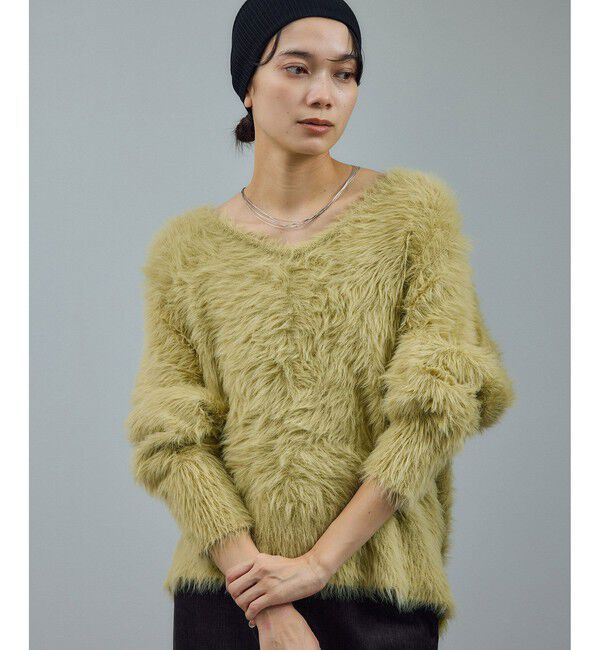 SALON adam et rope'「【WEB限定】ウォッシャブル前後2WAYシャギーニットプルオーバー」|ニット・セーター|イエロー系(81)