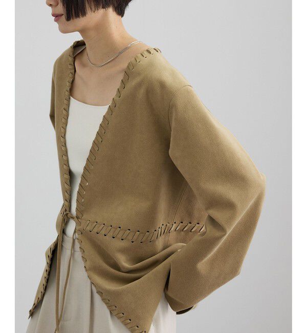 SALON adam et rope'「ウルトラスウェードノーカラータッセルジャケット」|ノーカラージャケット|