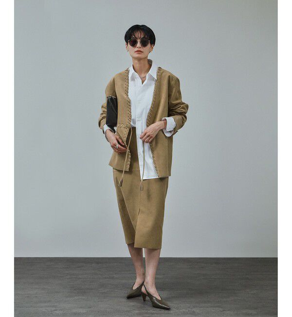 SALON adam et rope'「ウルトラスウェードノーカラータッセルジャケット」|ノーカラージャケット|