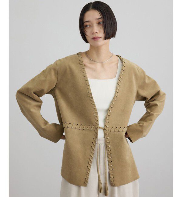 SALON adam et rope'「ウルトラスウェードノーカラータッセルジャケット」|ノーカラージャケット|