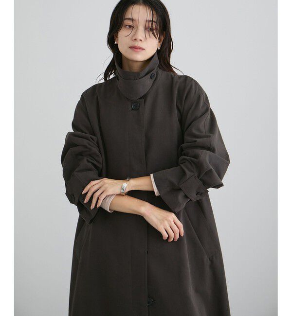 SALON adam et rope'「【WEB限定】エフォートレスステンカラーコート / スタンドカラー」|トレンチコート|チャコール(06)
