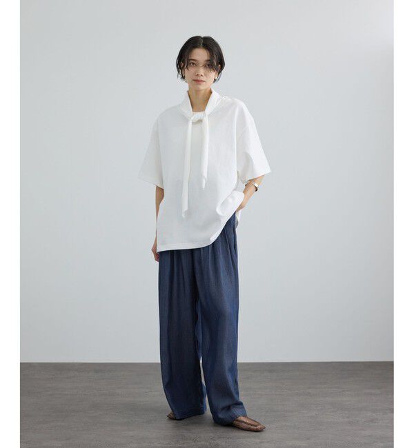 SALON adam et rope'「デニムライクタックフォルムワイドパンツ / セットアップ対応」|チノ|