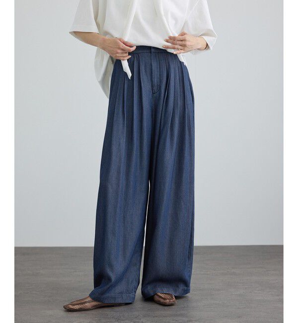 SALON adam et rope'「デニムライクタックフォルムワイドパンツ / セットアップ対応」|チノ|