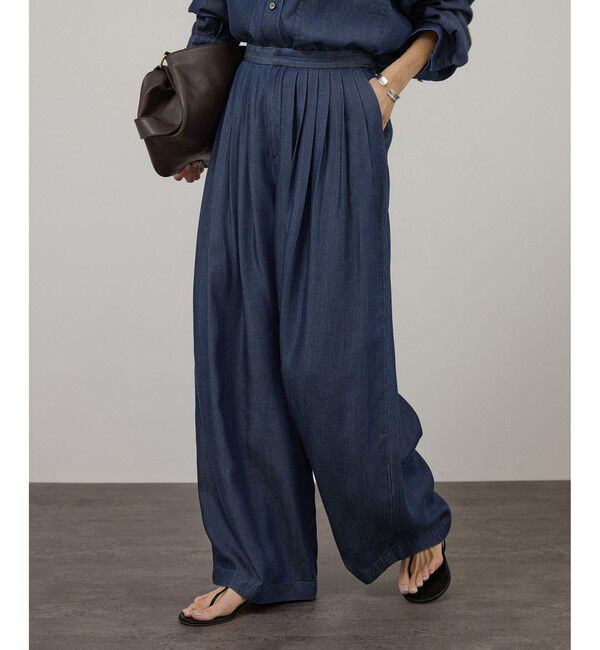 SALON adam et rope'「デニムライクタックフォルムワイドパンツ / セットアップ対応」|チノ|