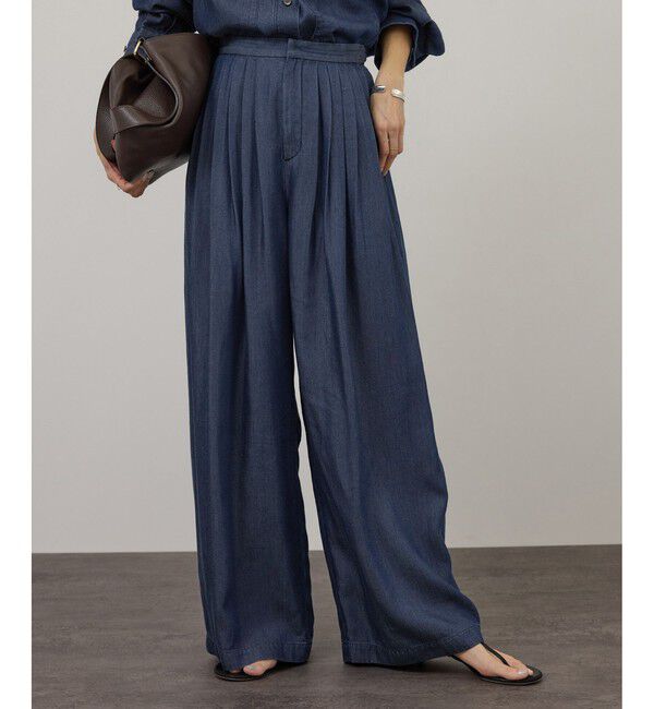 SALON adam et rope'「デニムライクタックフォルムワイドパンツ / セットアップ対応」|チノ|