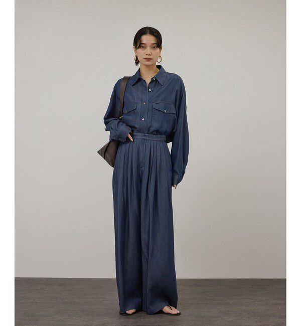 SALON adam et rope'「デニムライクタックフォルムワイドパンツ / セットアップ対応」|チノ|