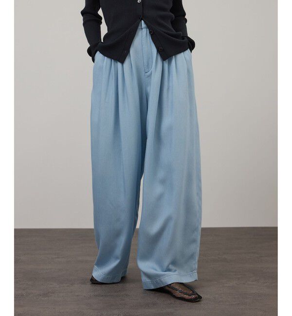SALON adam et rope'「デニムライクタックフォルムワイドパンツ / セットアップ対応」|チノ|サックス(48)
