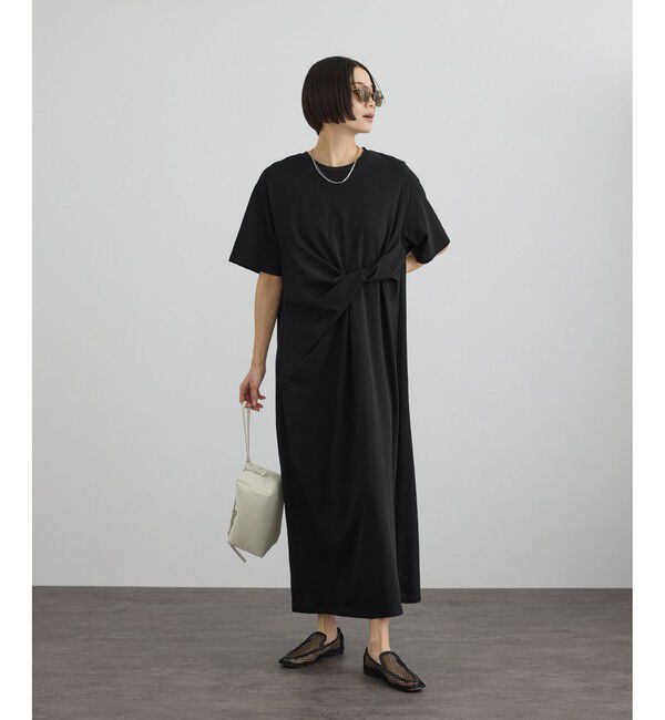 SALON adam et rope'「【WEB限定】ドライコットンツイストディテールワンピース」|ワンピース|ブラック(01)
