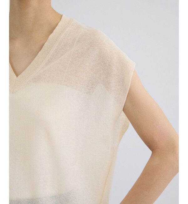 SALON adam et rope'「コットンリネンシアーVネックベスト」|ベスト・ジレ|