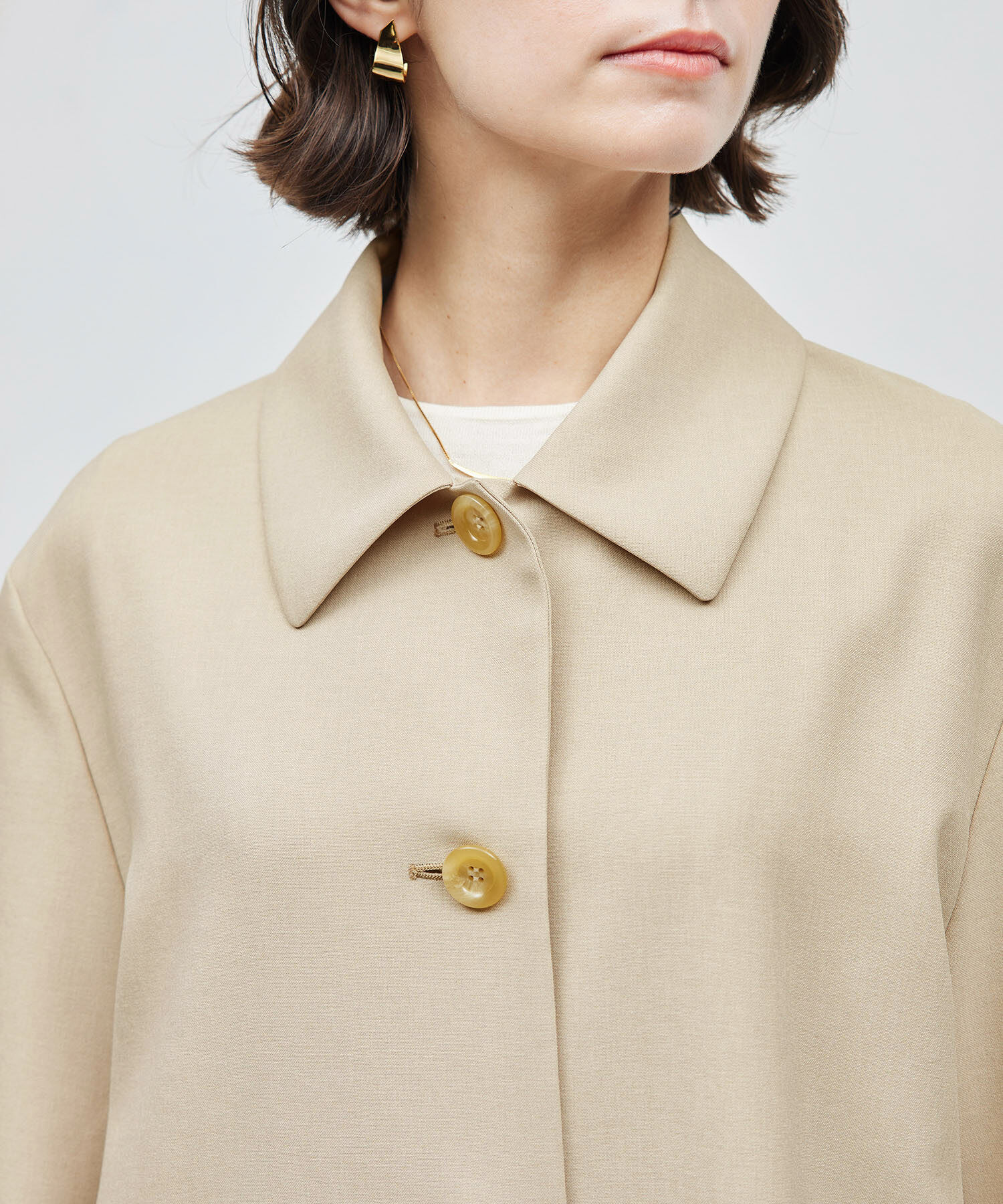 ROPE「ミドル丈ステンカラーコート《軽量・しわになりにくい・ストレッチ素材》」|ステンカラーコート|