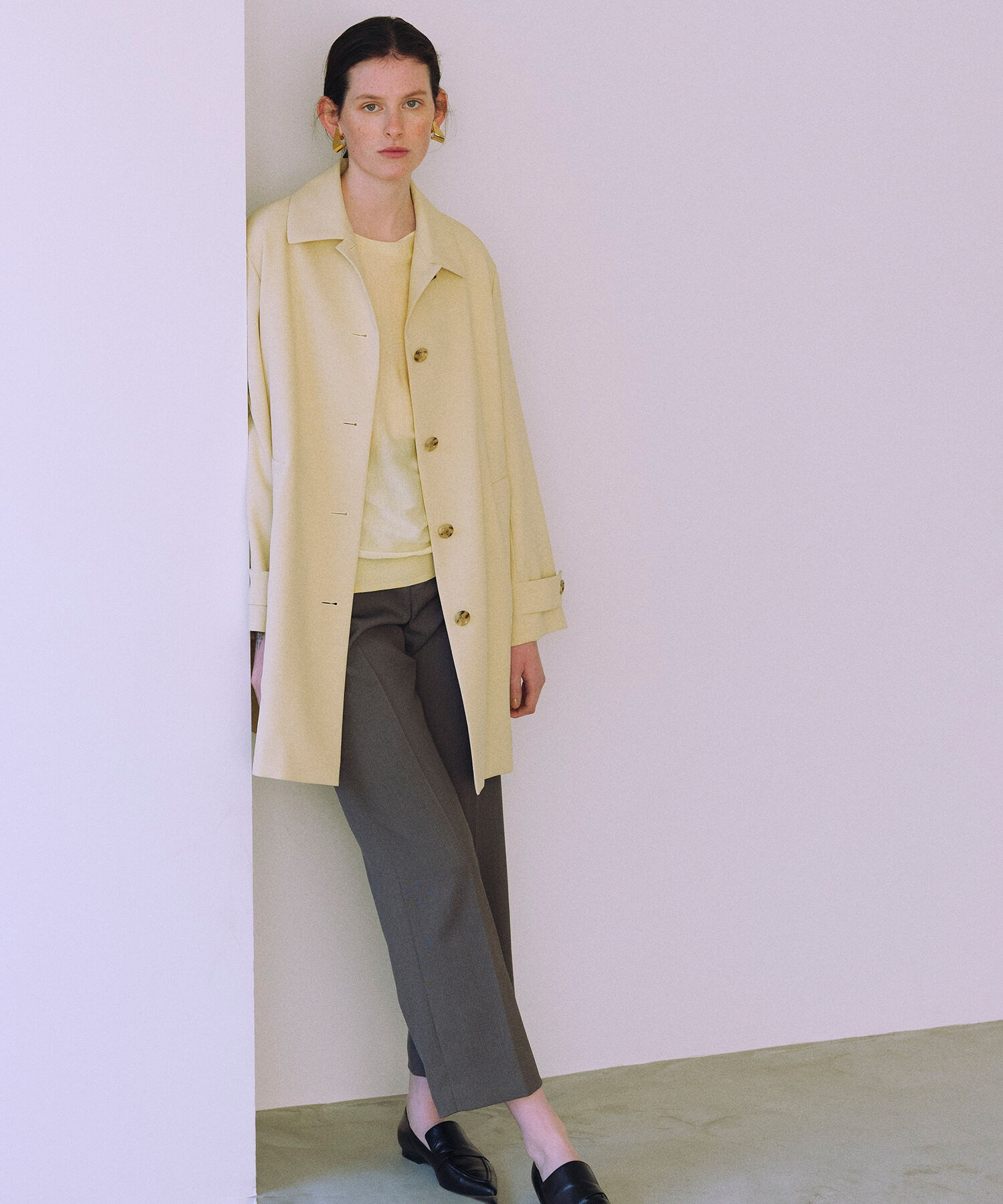 ROPE「ミドル丈ステンカラーコート《軽量・しわになりにくい・ストレッチ素材》」|ステンカラーコート|